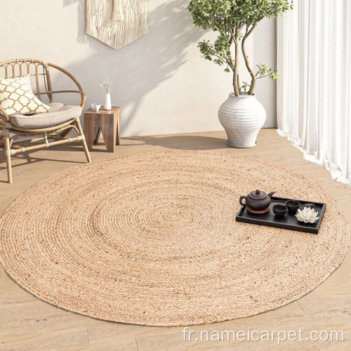 Mat de sol de tapis à fibre naturelle du cercle rond